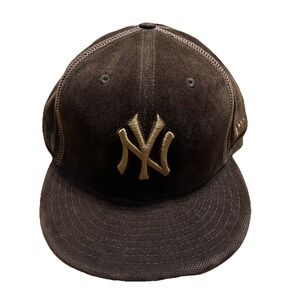 New York Yankees Hat Cap Fitted New Era 8 Brown 59Fifty Authentic MLB Chenille